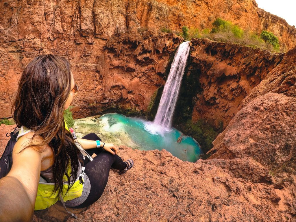 Upper Mooney Falls from the Mooney Falls Trail in Havasupai Arizona