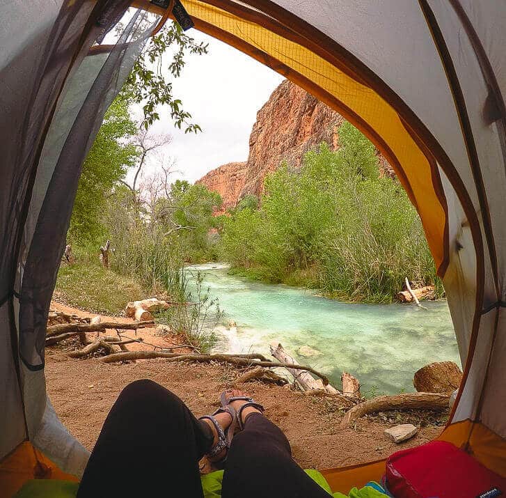 Havasu Campground campsite next to Havasu Creek 