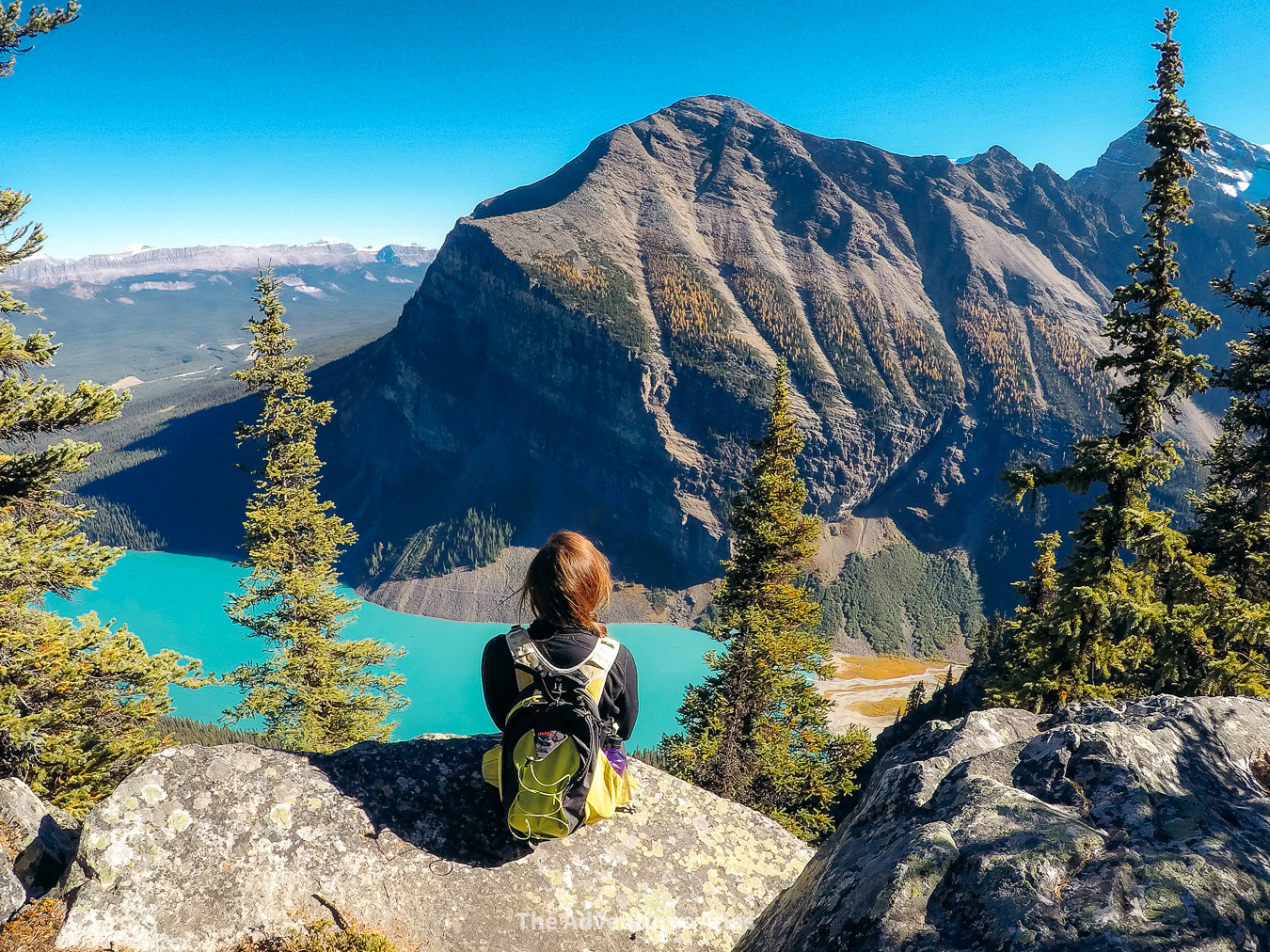 Little Beehive summit over Lake Louise in Banff National Park