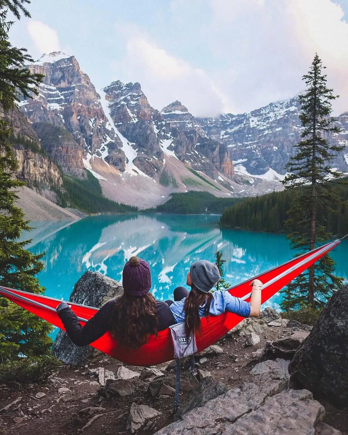 Hammock on Moraine Lake in Banff National Park