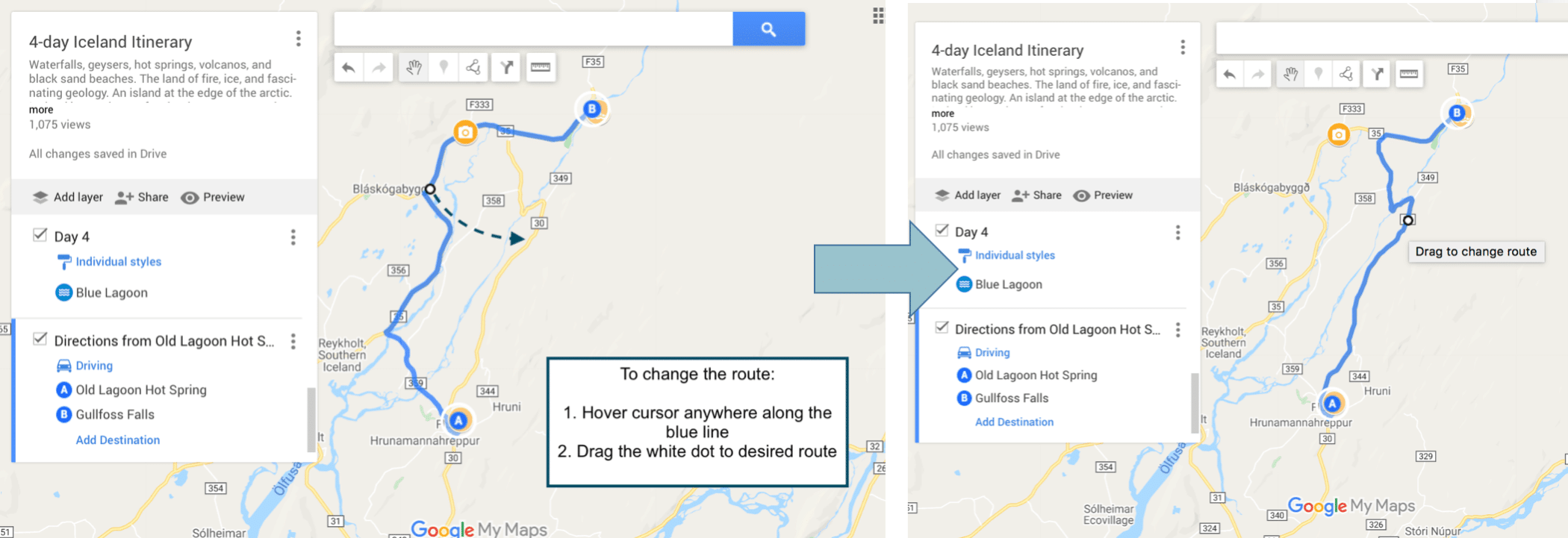 google maps plan road trip