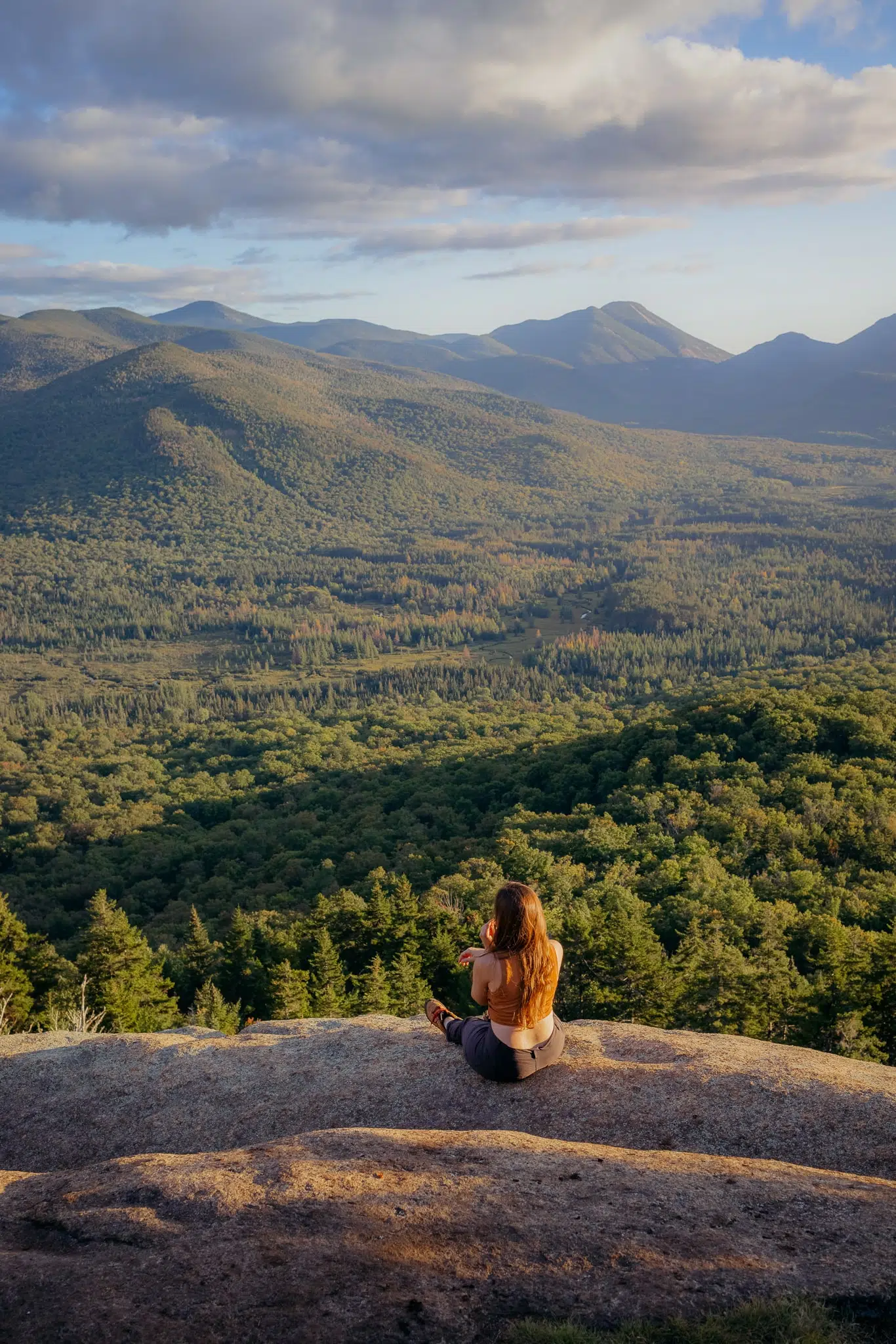 Hiking Mount Van Hoevenberg at sunset in the Adirondacks