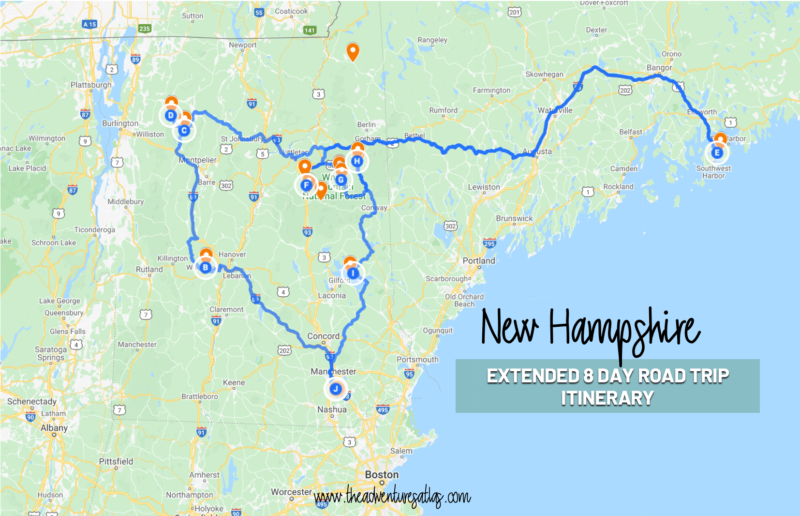 New Hampshire, Vermont, Maine 8 Day Road Trip Itinerary