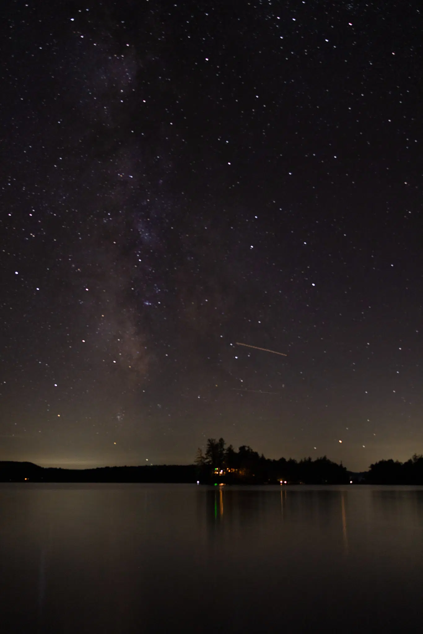 The Milky Way over Fourth Lake in Old Forge, Adirondacks