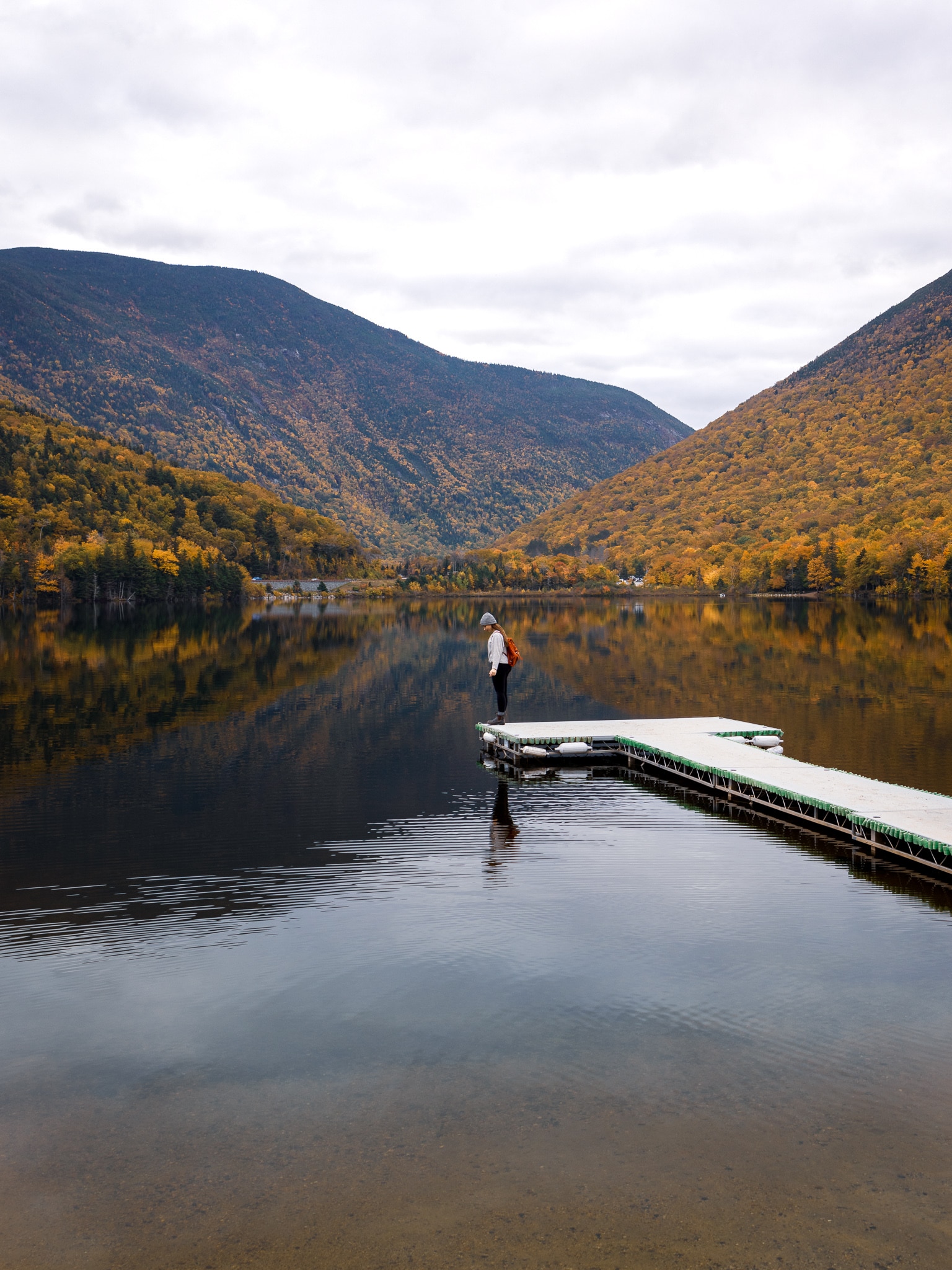 Public dock at Echo Lake in Franconia Notch State Park, New Hampshire