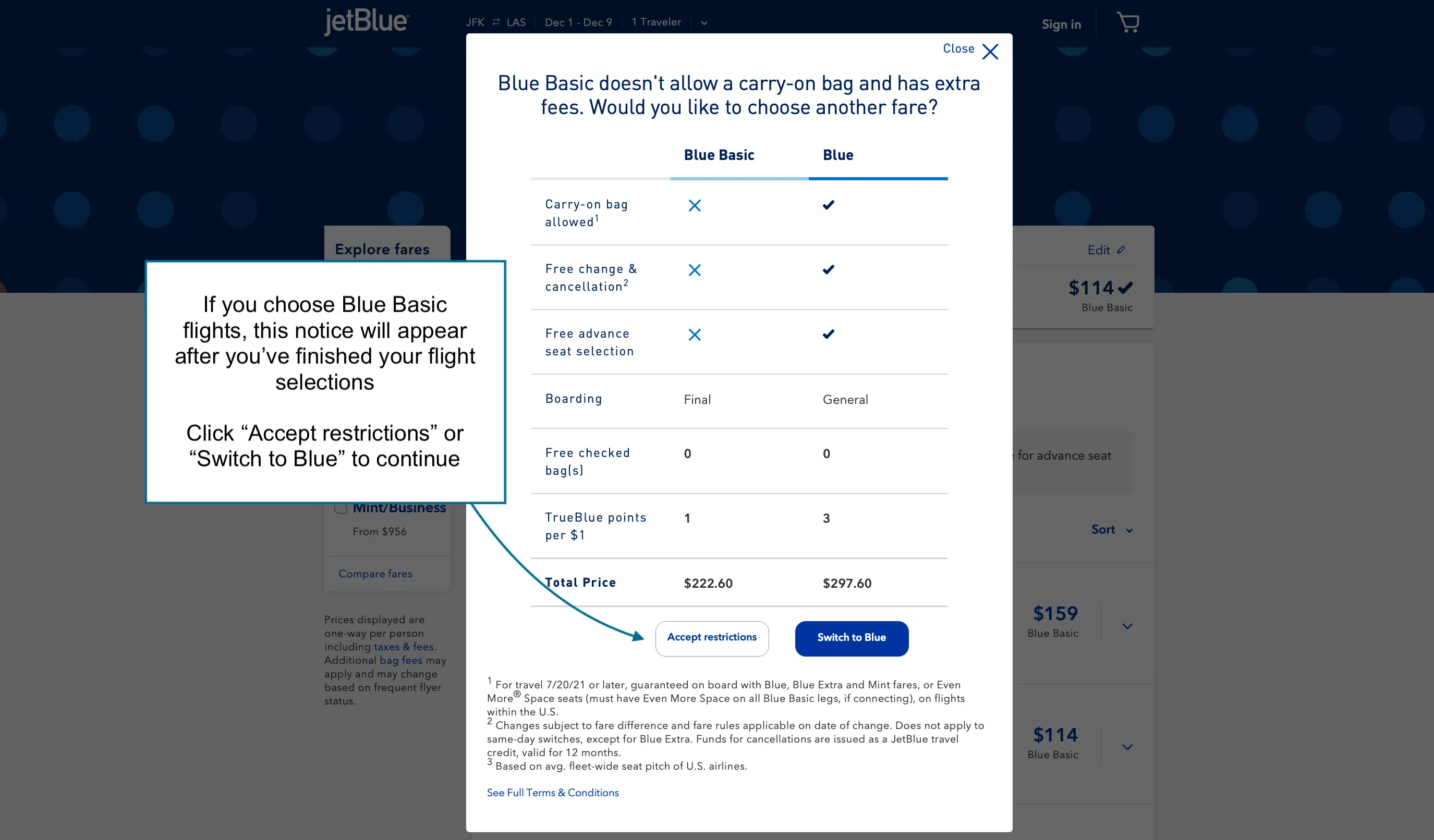 JetBlue Blue Basic vs. Blue flight