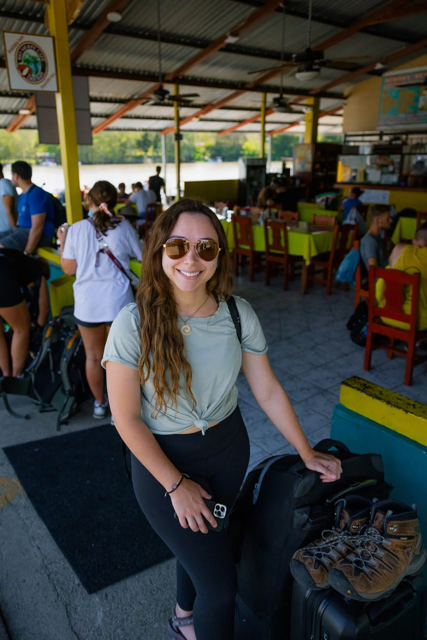Girl waiting at the Sierpe Boat Launch in Costa Rica