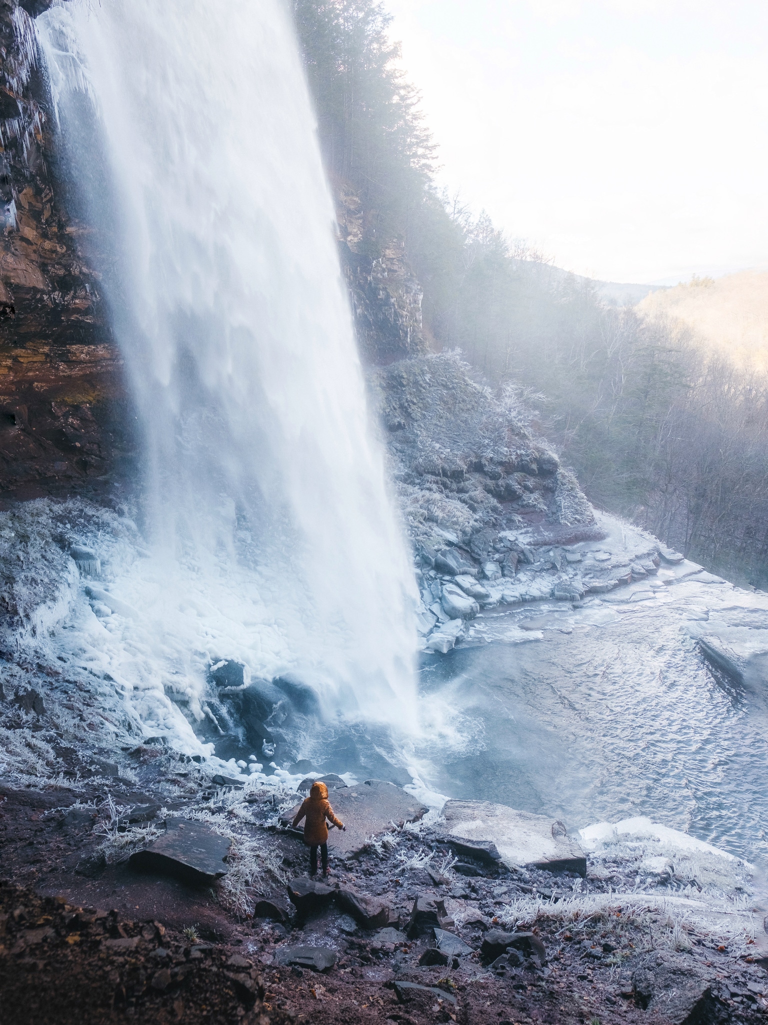 Kaaterskill Upper Falls in the winter is one of the best places to hike in New York