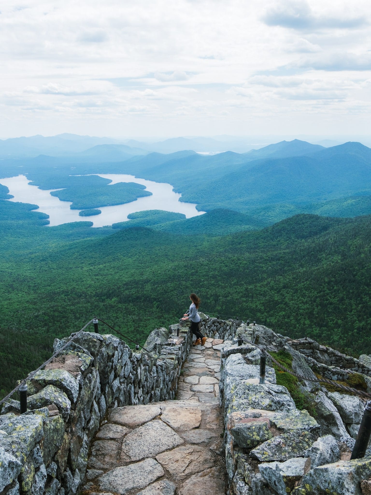 Hiking up a staircase on Whiteface Mountain