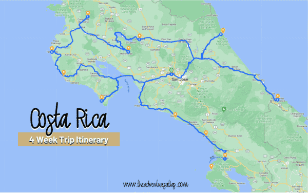 A road trip itinerary for spending 4 weeks in Costa Rica