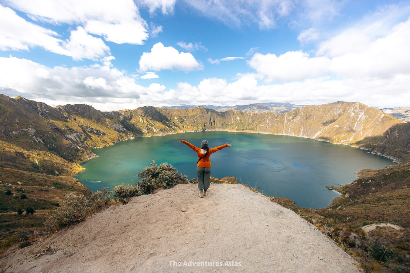 Standing at the ledge of Lake Quilotoa
