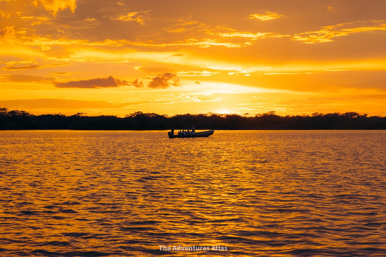 Sunset over the lagoon in the Amazon 