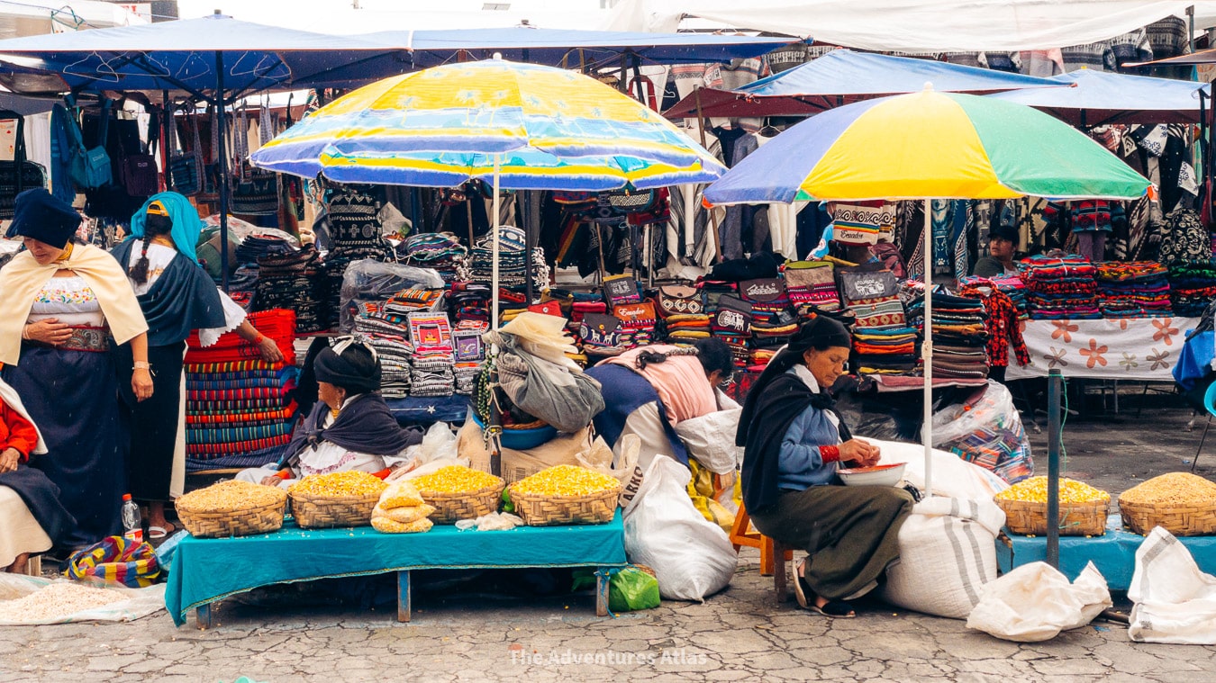 Vendors at the Otavalo Artisan Market in Otavalo, Ecuador