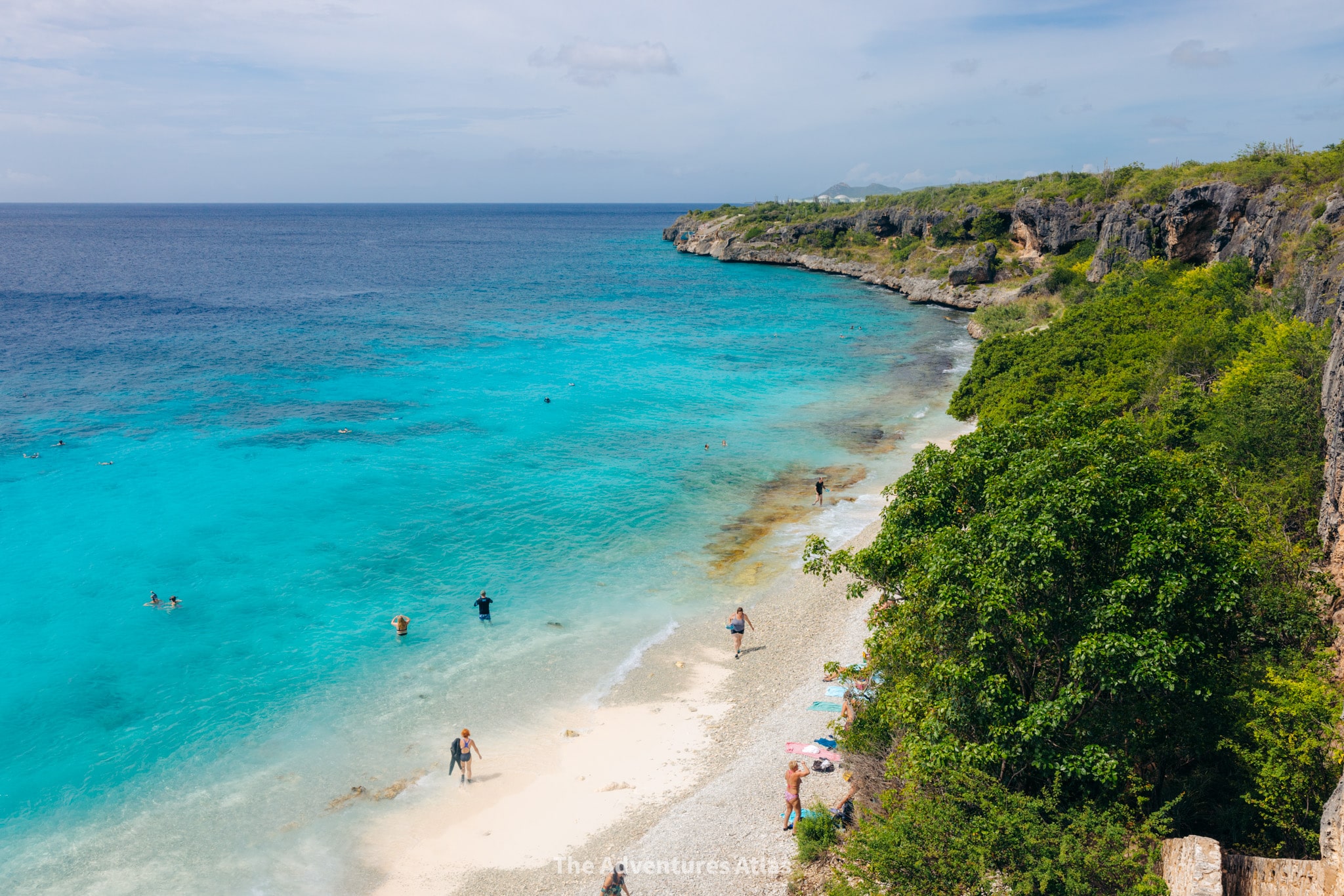 View of the Caribbean Sea from the top of the stairs at Thousand Steps Bonaire