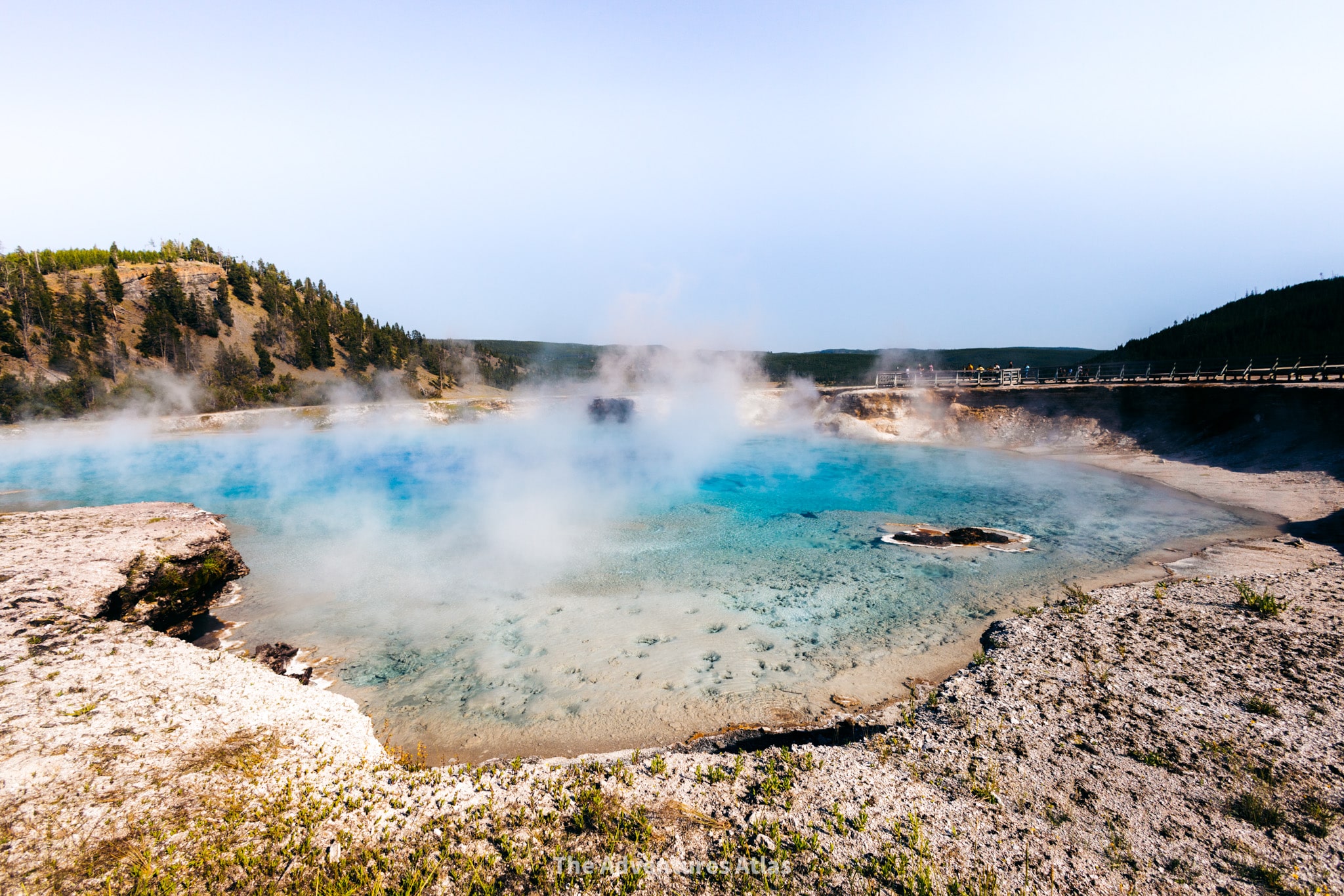 Hot Spring in Lower Geyser Basin in Yellowstone National Park, the first stop on a road trip with two days in Yellowstone Park