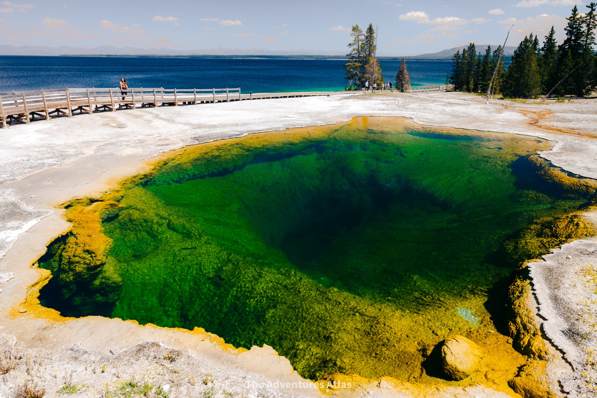 Abyss Pool on the shore of Yellowstone Lake in West Thumb Geyser Basin during 2 days in Yellowstone National Park itinerary