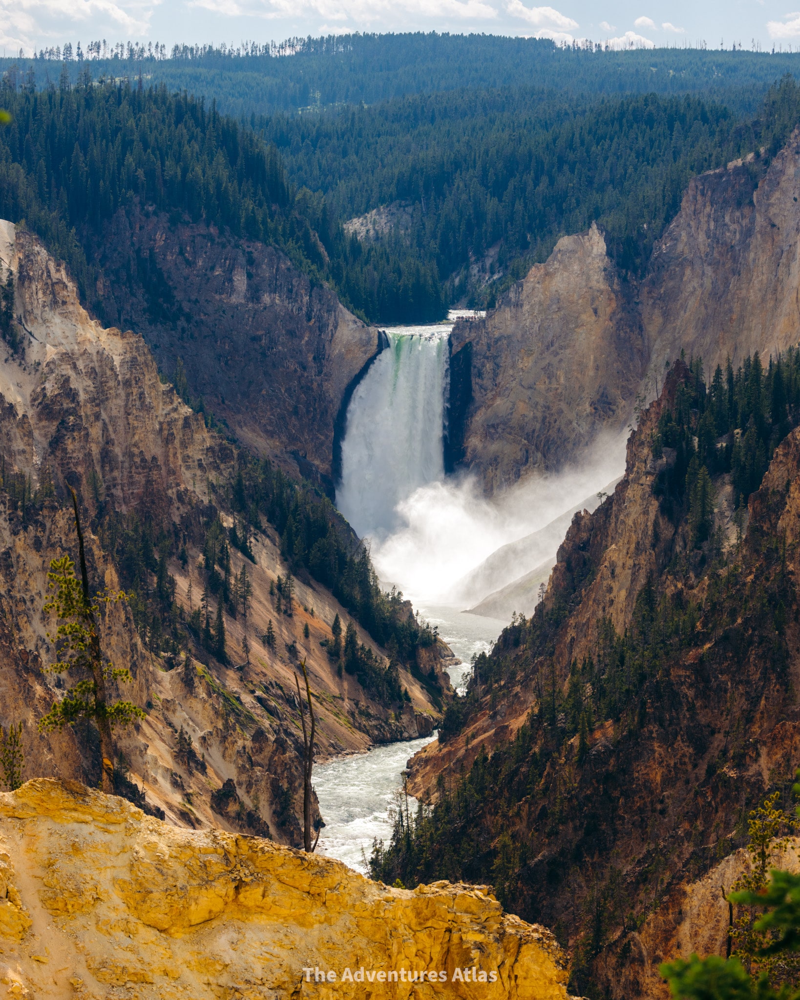 Grand Canyon of the Yellowstone waterfall from Artist Point viewpoint during 2 days in Yellowstone