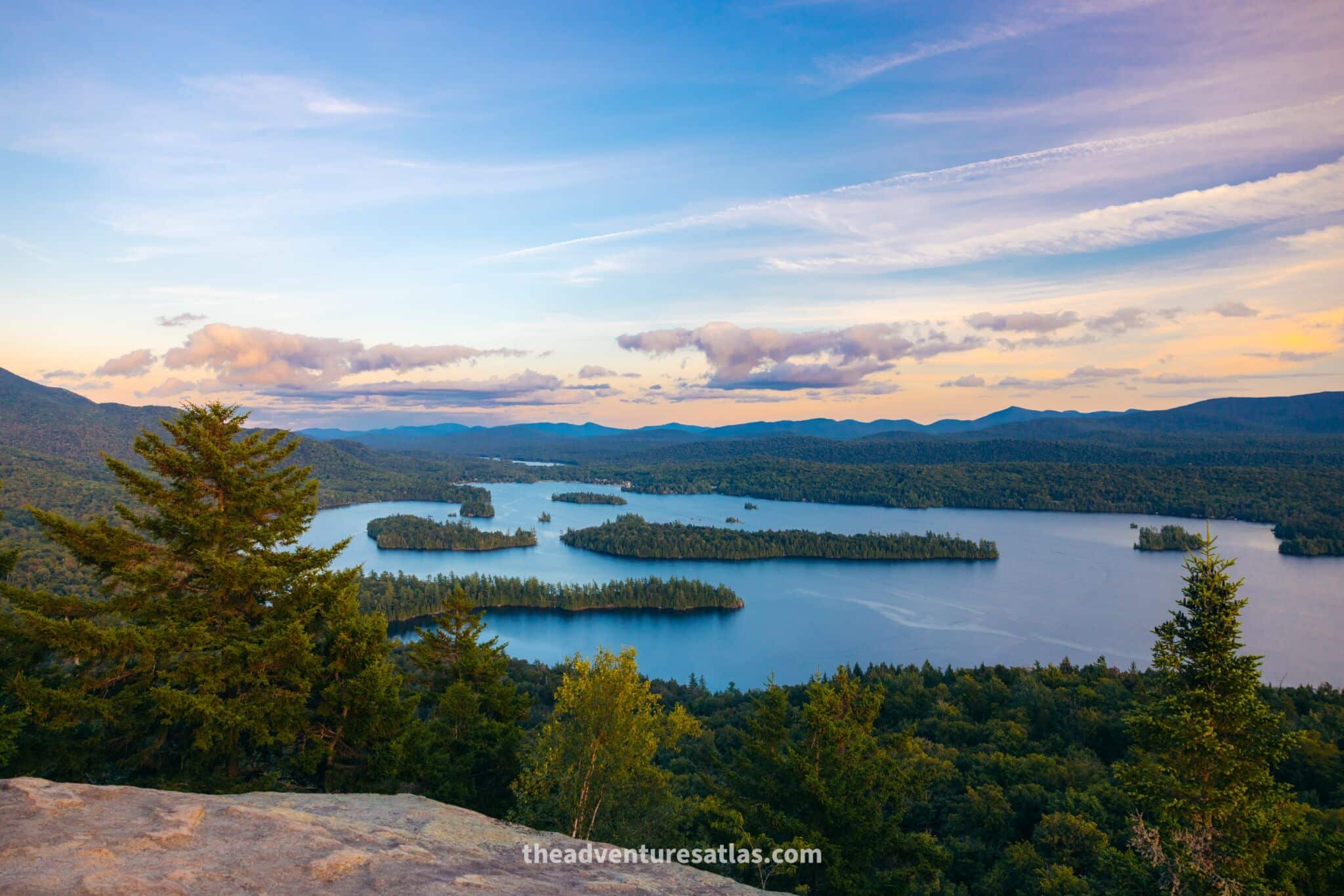 Views from a summit in the Adirondack Mountains in summer