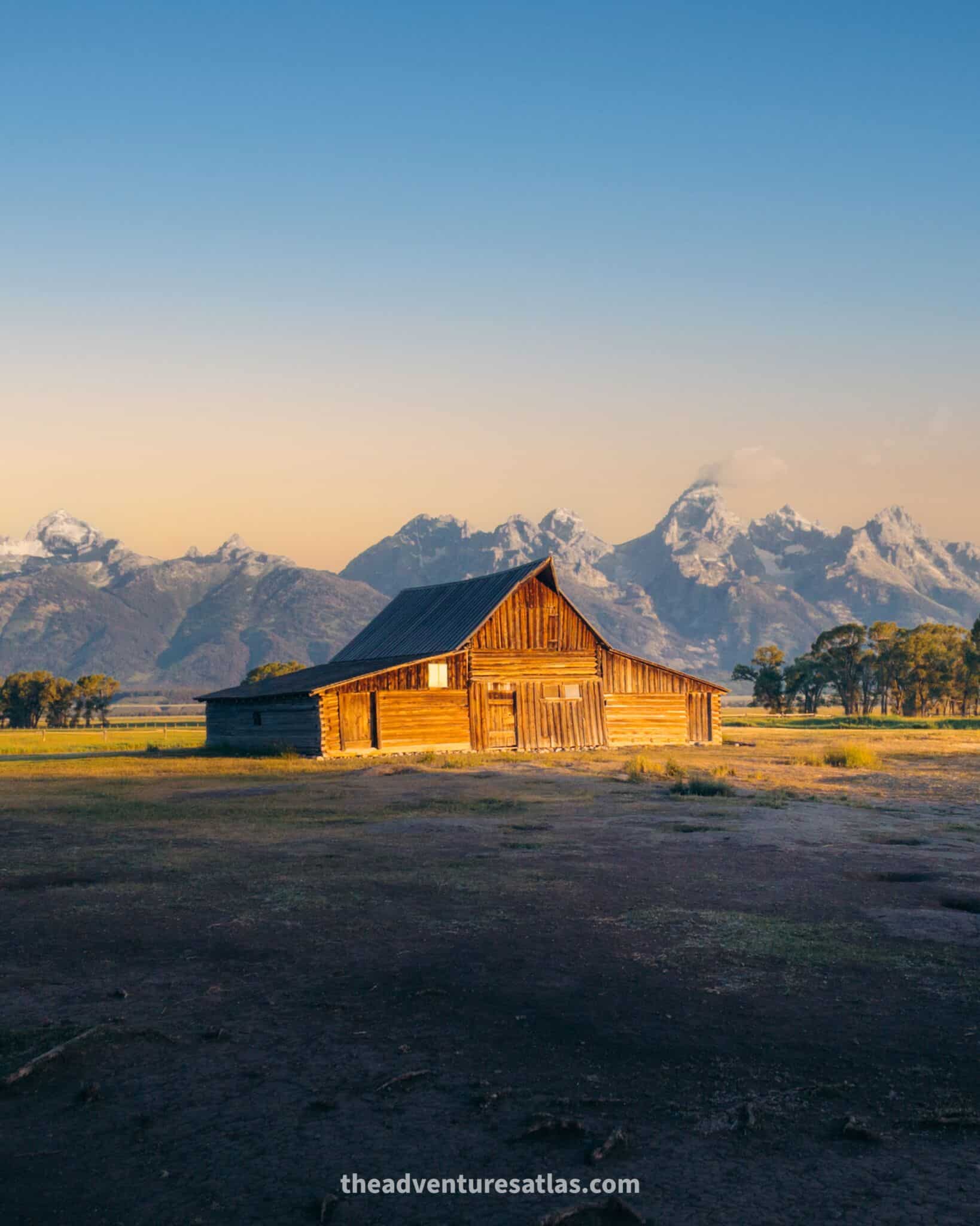 Sunrise over the Grand Teton barn in July
