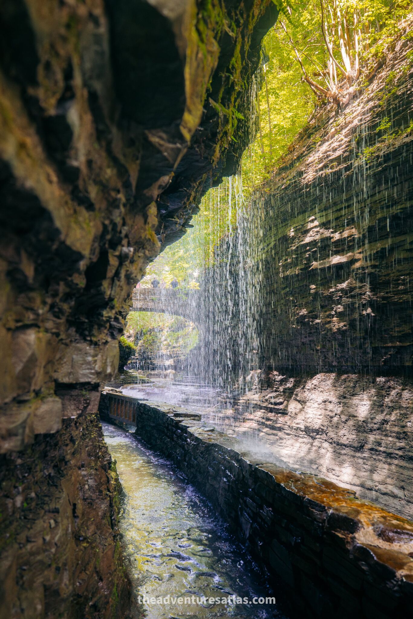 Rainbow Falls is a waterfall that you can walk behind in New York State