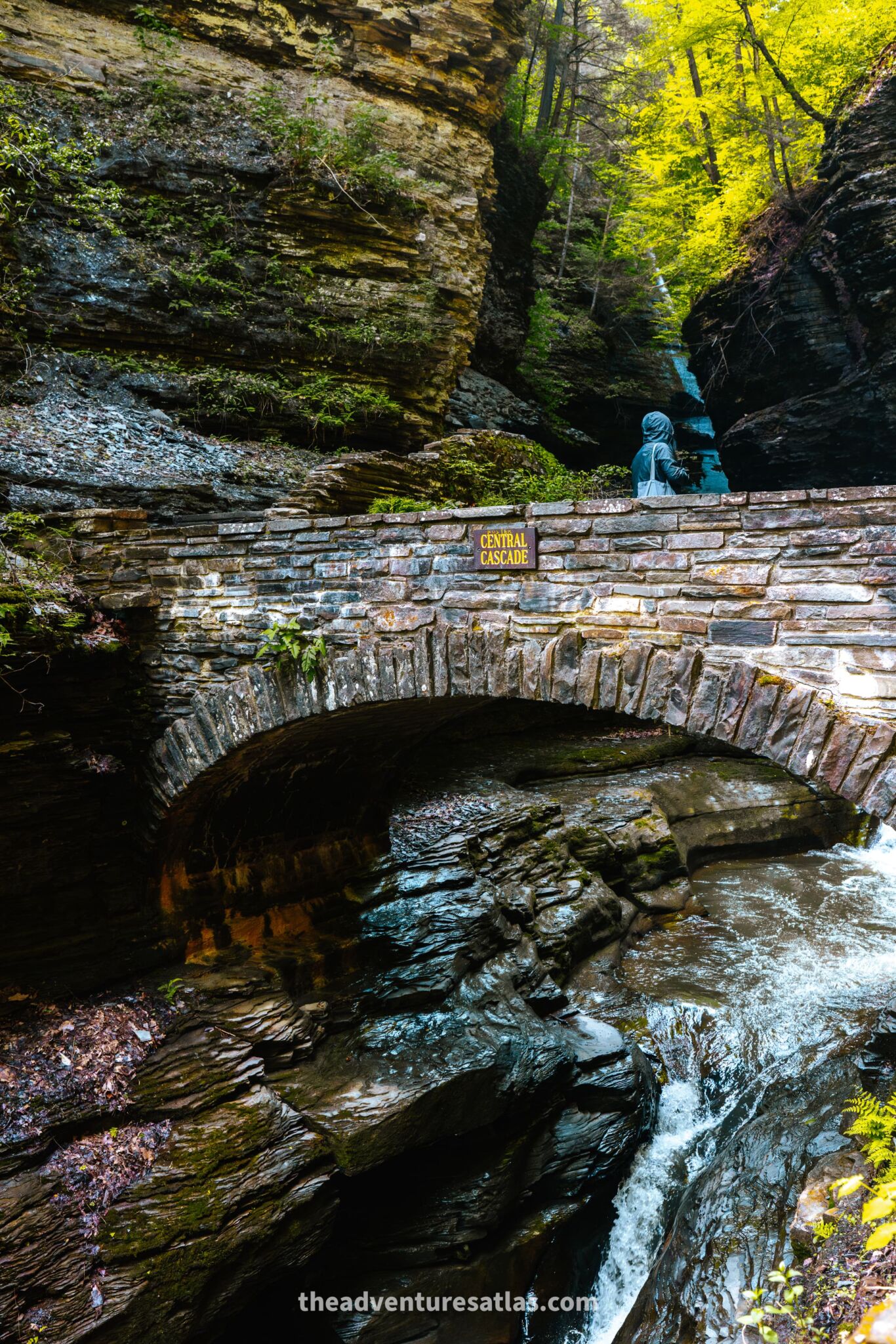 Central Cascade and Central Cascade Bridge in Watkins Glen