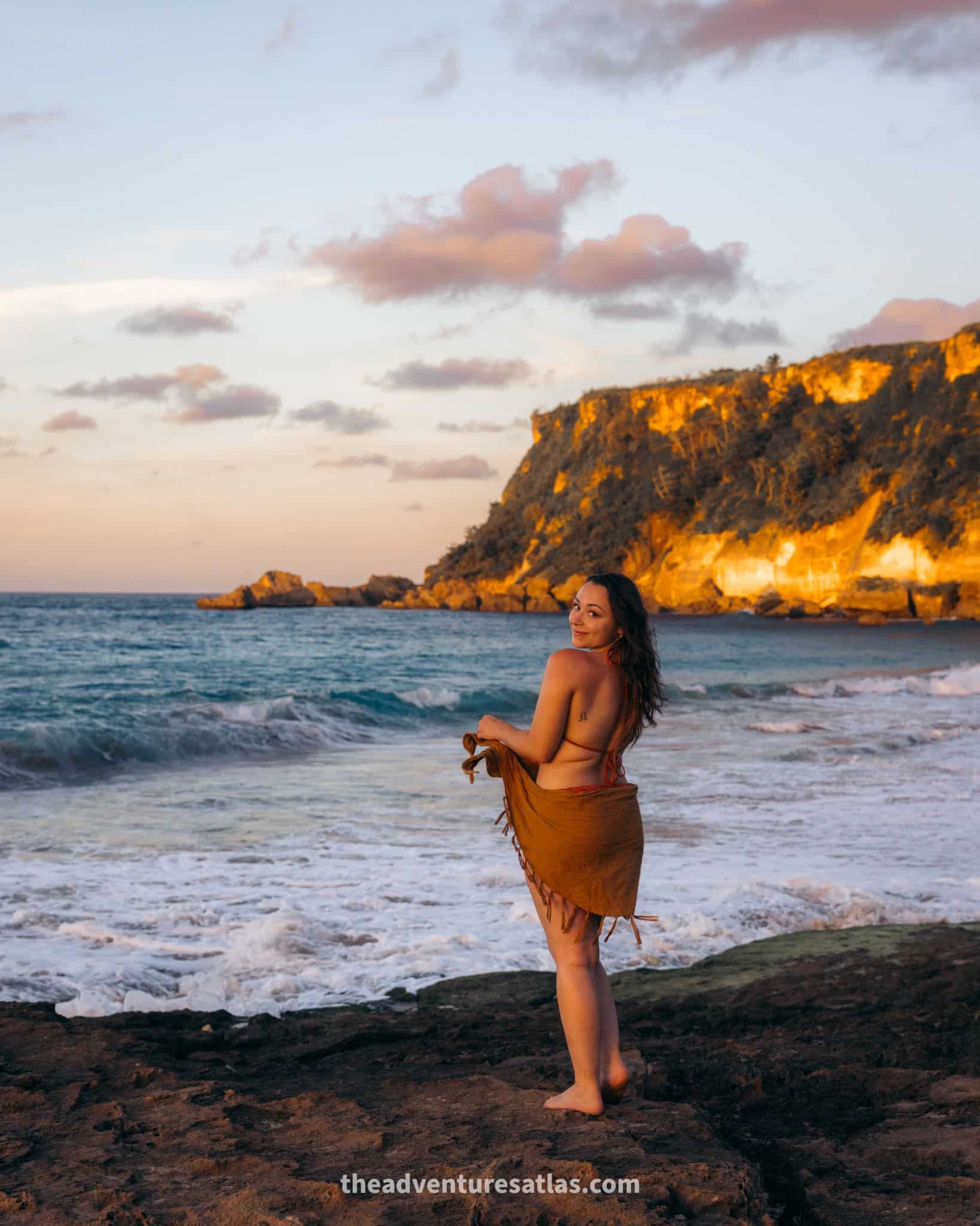 Punta Borinquen Beach is surrounded by a cliff which makes it one of the best beaches in Puerto Rico for photos