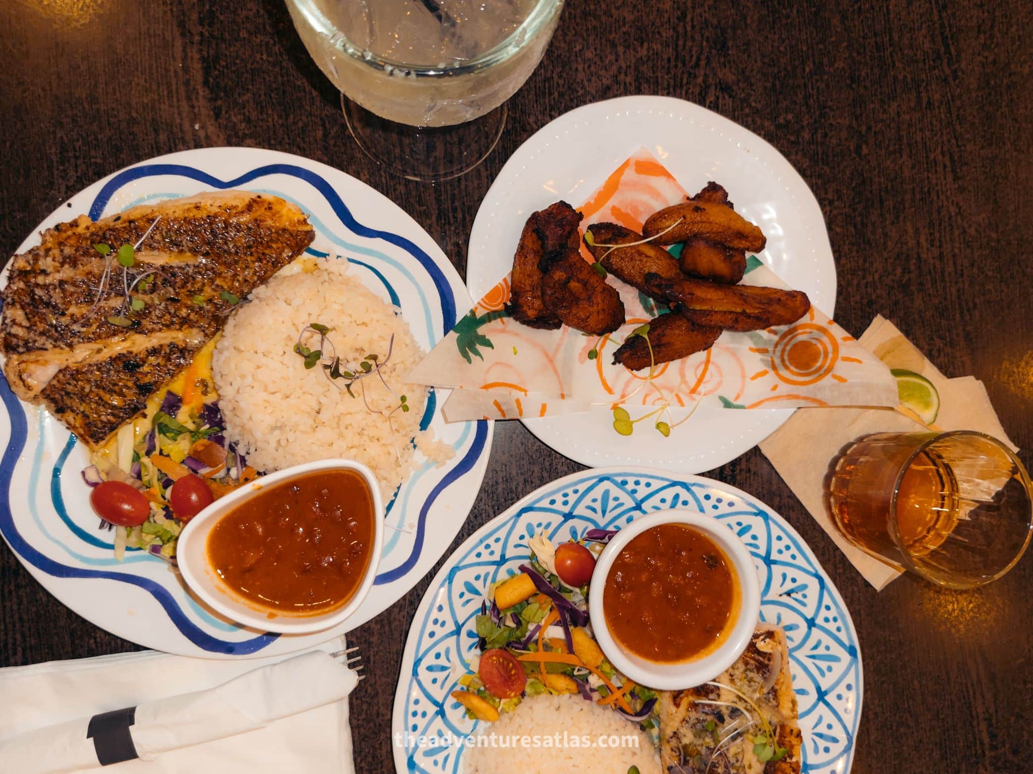 Snapper, rice and beans at Sal de Mar Restaurant in Augadilla, one of the best places to eat during 3 days in Puerto Rico