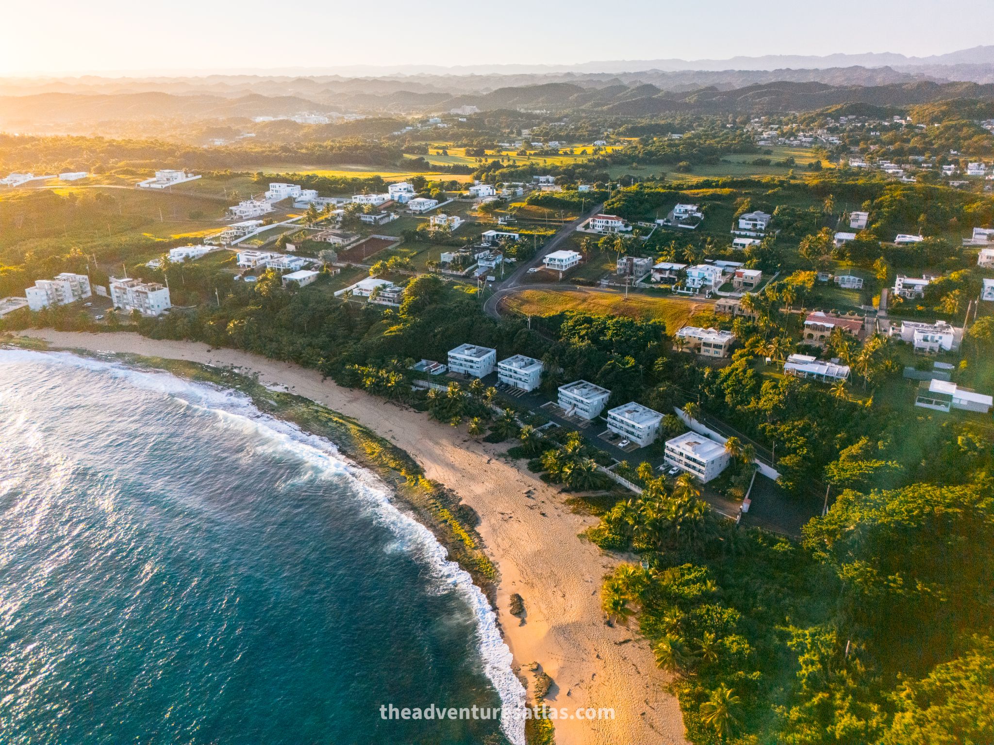 Aerial view of the north shore of Puerto Rico on a 3 day road trip from Aguadilla to Manati