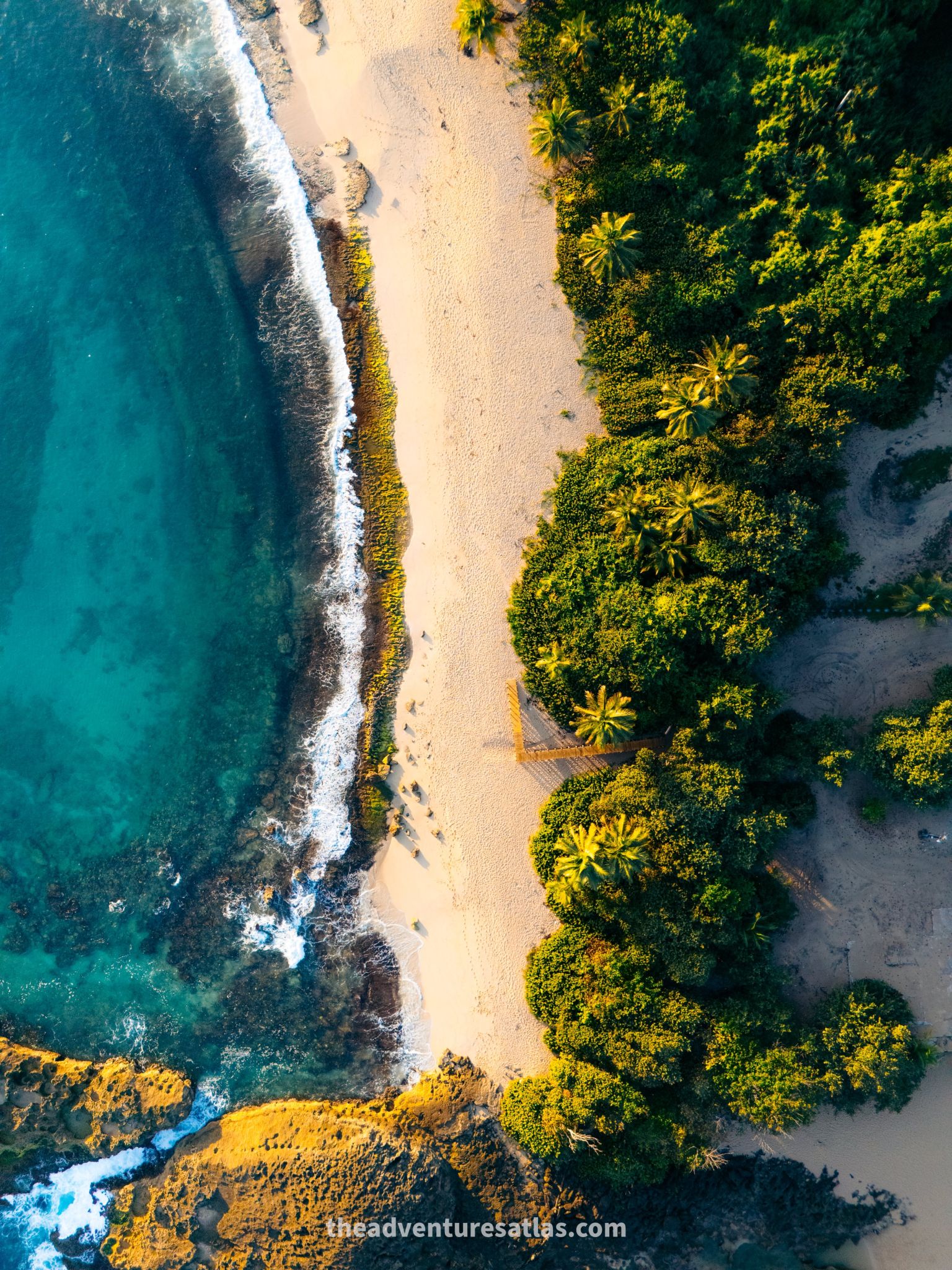 Drone shot of a beach in Puerto Rico on the north shore