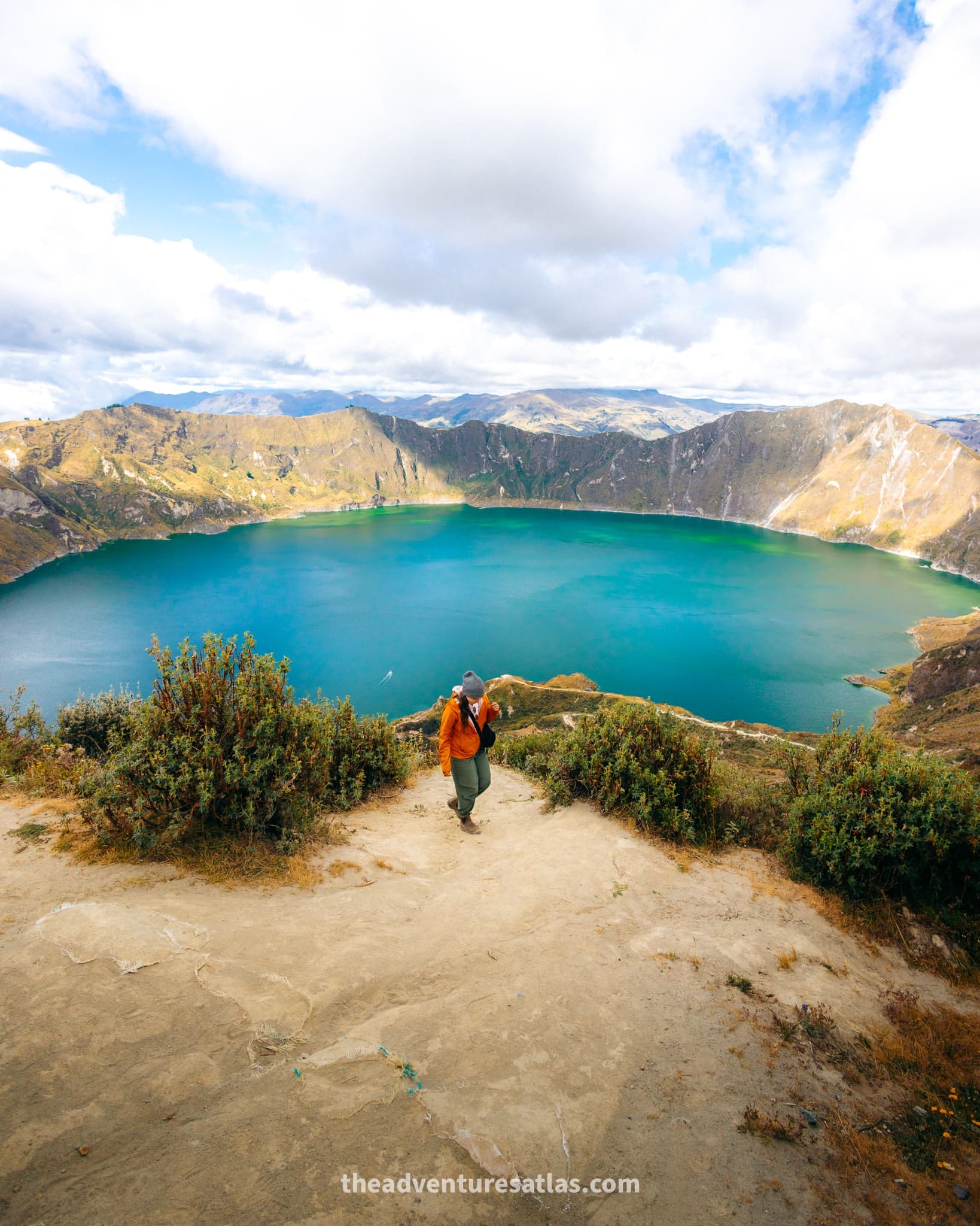 Laguna Quilotoa (Quilotoa Lake) is a stunning turquoise lake formed when the Quilotoa volcano erupted and collapsed, creating a giant crater lake that is one of the best places to visit in Ecuador