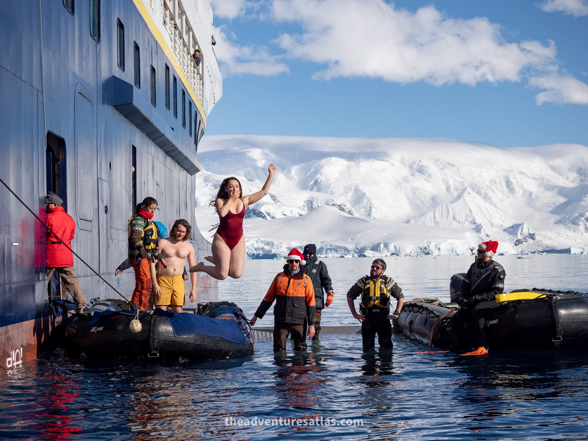Polar plunge on a 22 day Antarctica Expedition to Antarctica, Falklands and South Georgia with National Geographic-Lindblad Expeditions