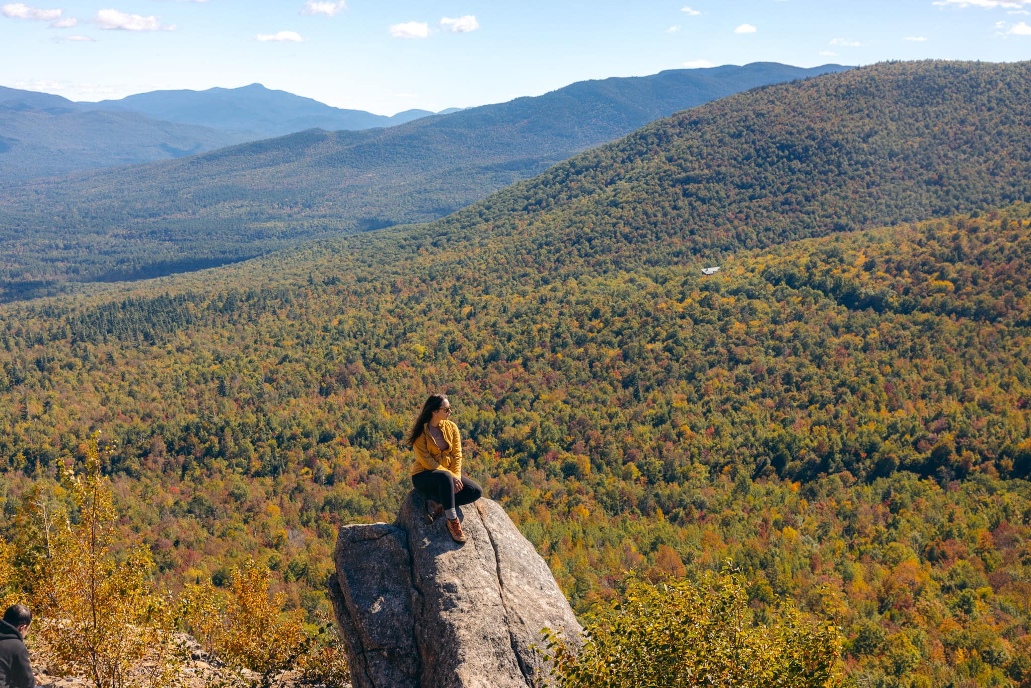 The summit of Cobble Lookout hike in the Adirondacks in September
